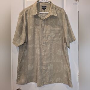 Croft & Barrow XL Hawaiian Pineapple Button Up Shirt Tan Tropical